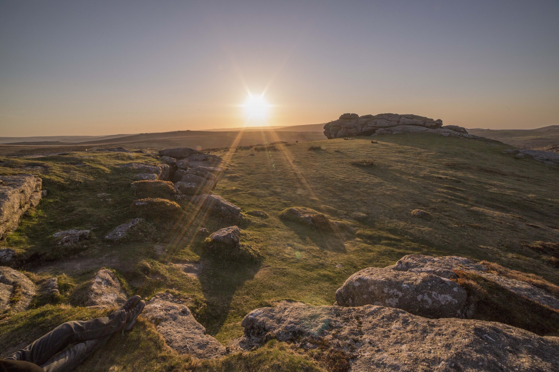 Low sun over hillside on a fine summer day