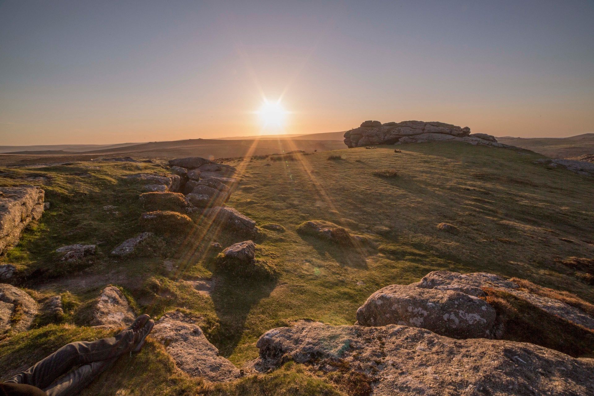 Low sun over hillside on a fine summer day