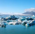 View of melting down glacier due to global warming