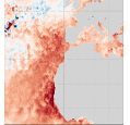 Sea-surface temperature anomalies from the latest OSTIA analysis, 01 February 2024, compared to the European Space Agency Sea Surface Temperature Climate Change Initiative (ESA SST CCI) climatology data. Indicative of the source region for southern UK coming from the maritime heatwave west of NW France and Portugal.