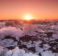 Broken icebergs in the ocean