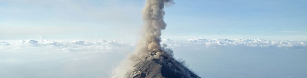 A volcano emitting ash