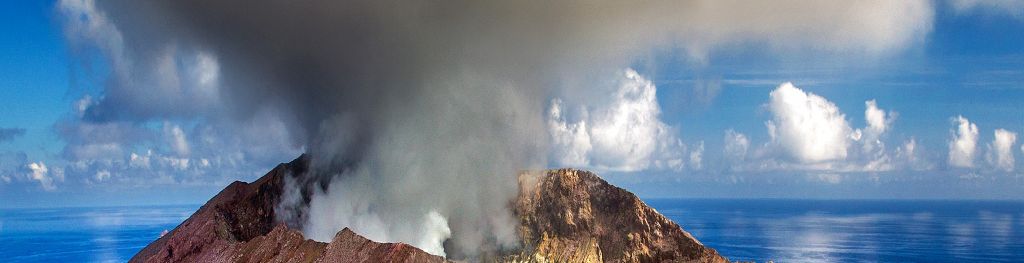 A volcano in New Zealand erupting